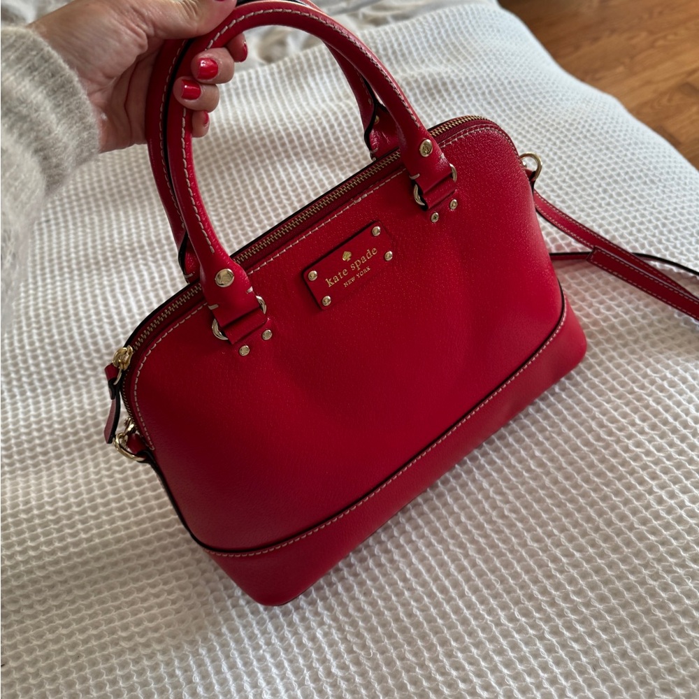 Kate Spade red purse with handles and crossbody strap-perfect for the holiday